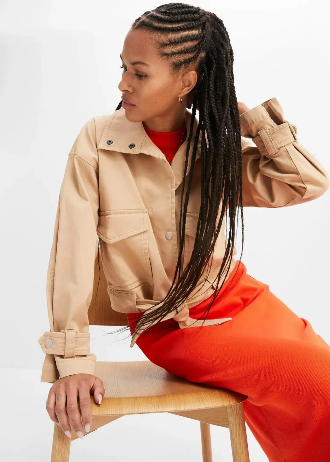New Weite Twill-Jacke mit aufgesetzten Taschen Damen Bekleidung·Hosen|Jacken & Mäntel