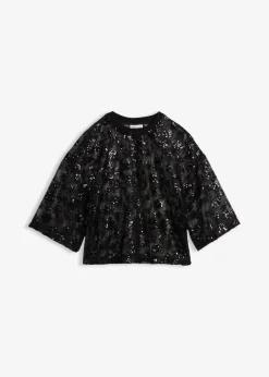 Damen bonprix Bekleidung·Jacken & Mäntel|Blusen & Tuniken|Weites Blusenshirt mit hochwertigen Pailletten