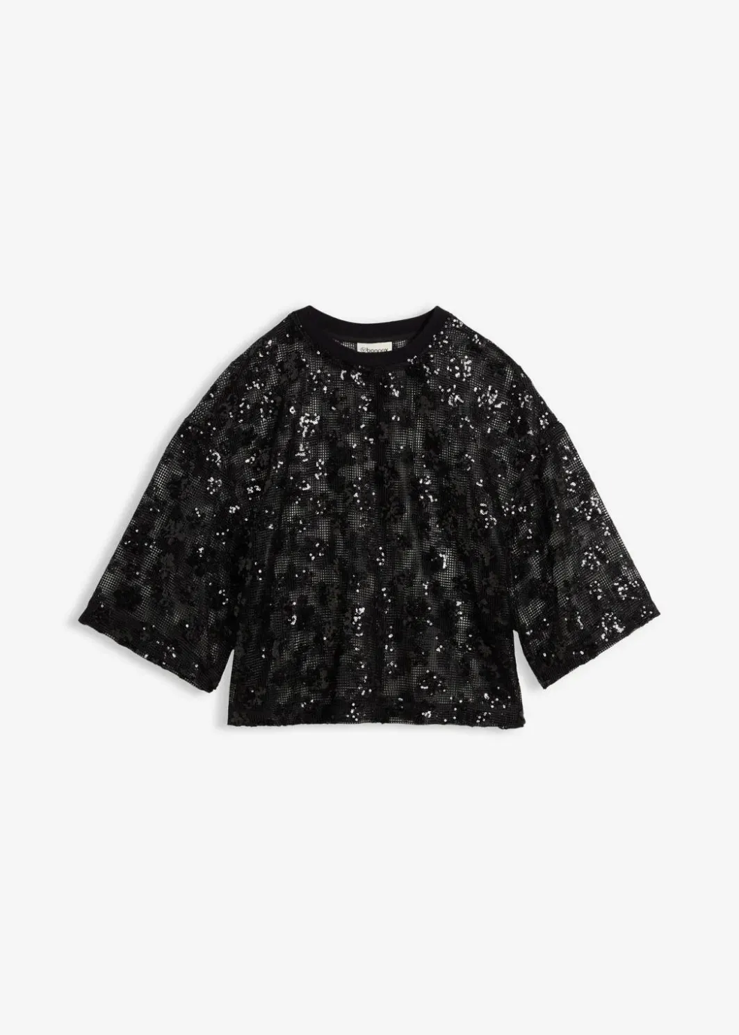 Damen bonprix Bekleidung·Jacken & Mäntel|Blusen & Tuniken|Weites Blusenshirt mit hochwertigen Pailletten