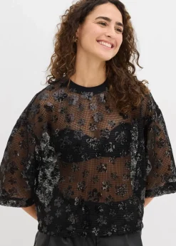Damen bonprix Bekleidung·Jacken & Mäntel|Blusen & Tuniken|Weites Blusenshirt mit hochwertigen Pailletten