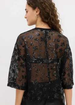 Damen bonprix Bekleidung·Jacken & Mäntel|Blusen & Tuniken|Weites Blusenshirt mit hochwertigen Pailletten