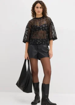 Damen bonprix Bekleidung·Jacken & Mäntel|Blusen & Tuniken|Weites Blusenshirt mit hochwertigen Pailletten