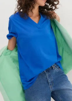 Discount Weites Long-Shirt mit V-Ausschnitt, Kurzarm (5er Pack) Damen Bekleidung·Röcke|Basics