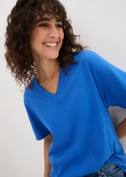 Discount Weites Long-Shirt mit V-Ausschnitt, Kurzarm (5er Pack) Damen Bekleidung·Röcke|Basics