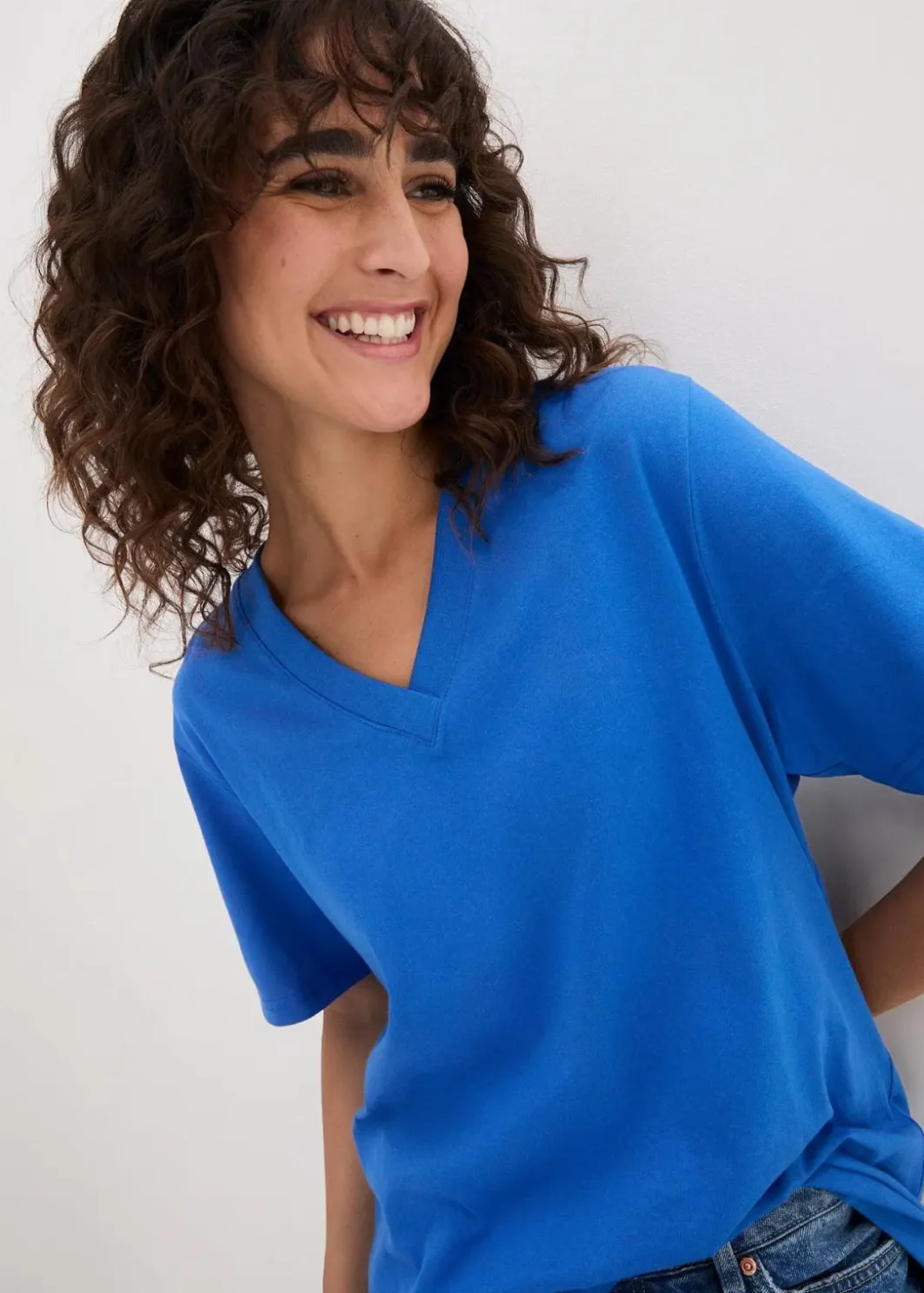 Discount Weites Long-Shirt mit V-Ausschnitt, Kurzarm (5er Pack) Damen Bekleidung·Röcke|Basics