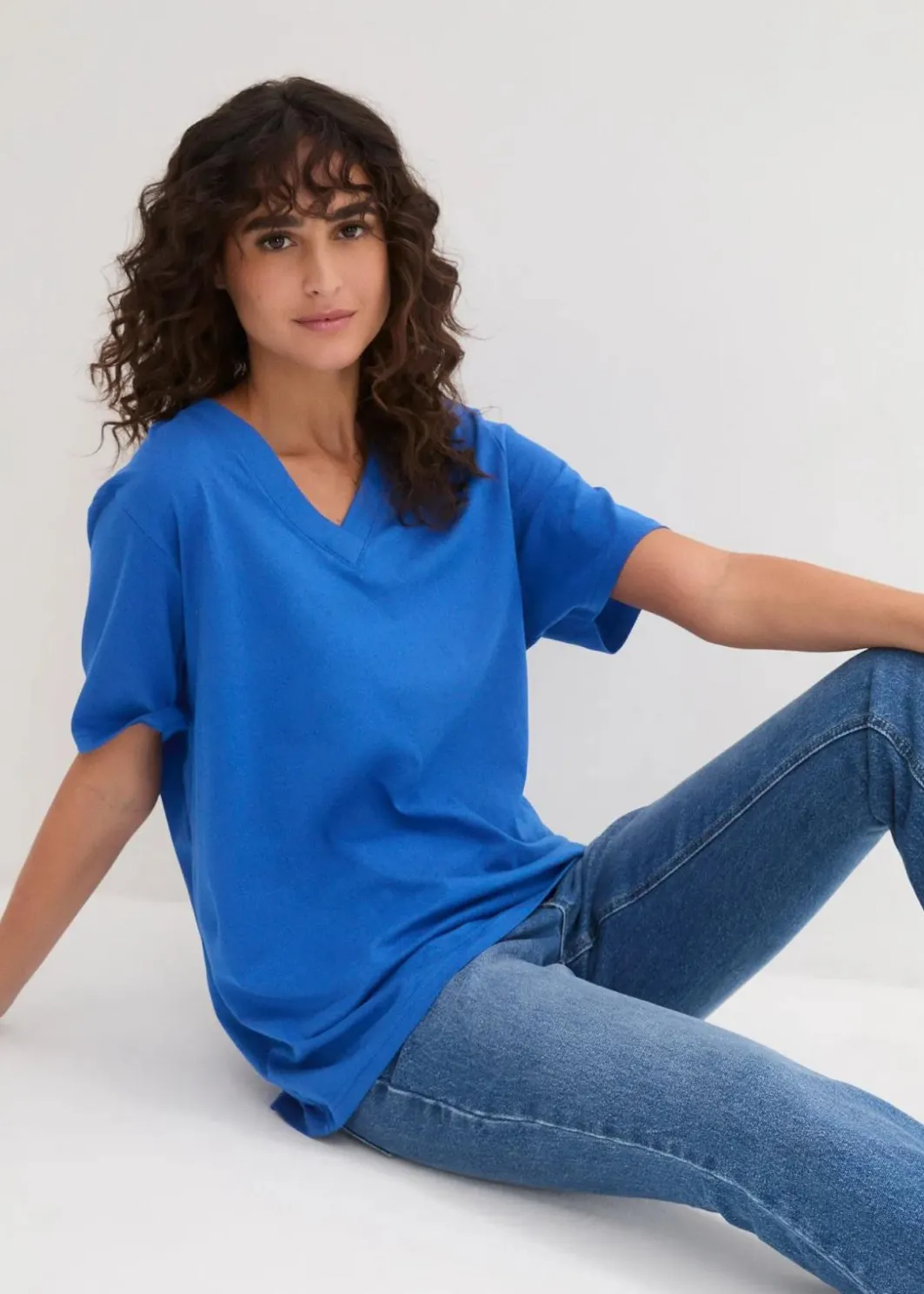 Discount Weites Long-Shirt mit V-Ausschnitt, Kurzarm (5er Pack) Damen Bekleidung·Röcke|Basics