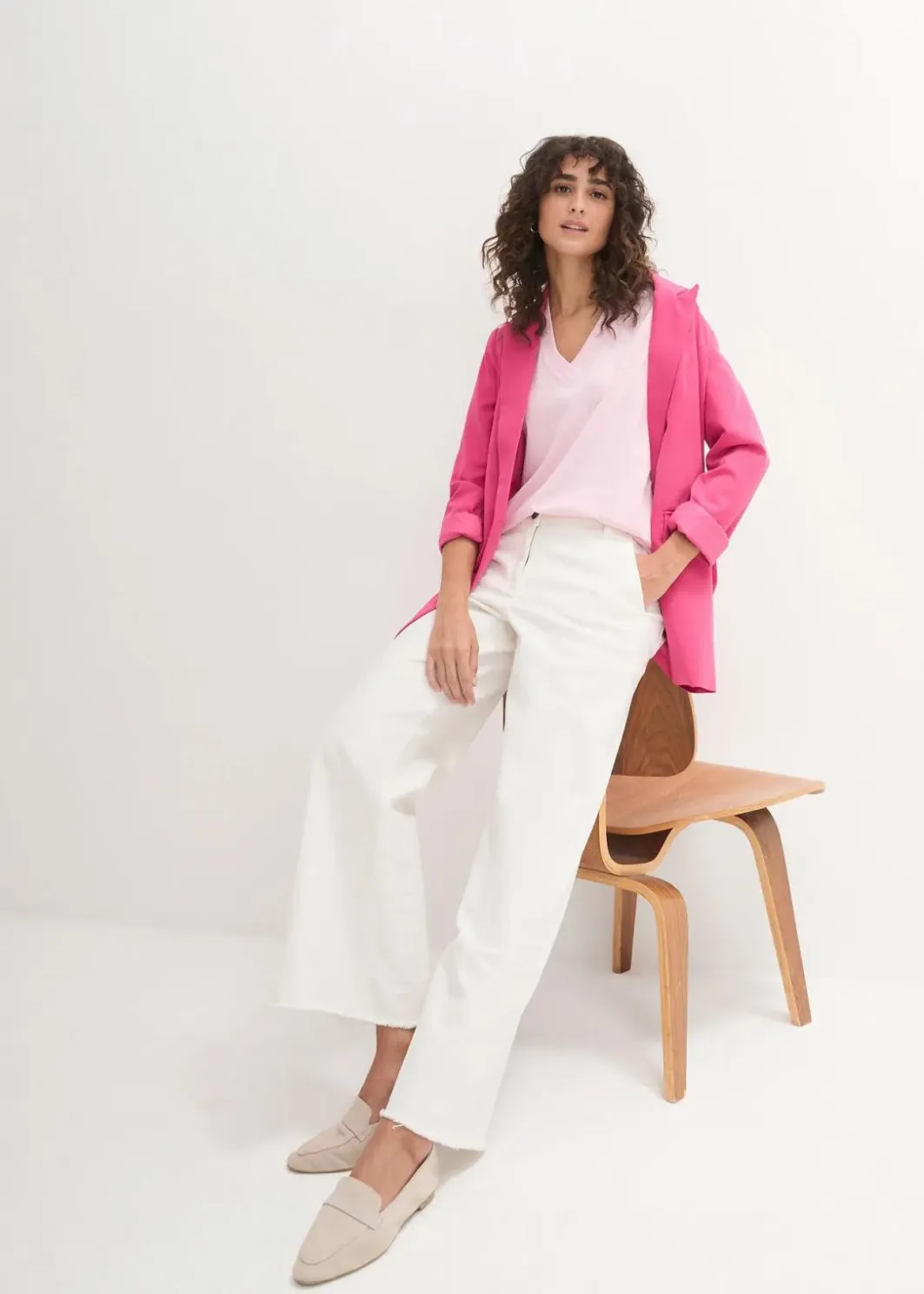 Damen bonprix Shirts & Tops|Basics|Weites Long-Shirt mit V-Ausschnitt, Kurzarm (5er Pack)