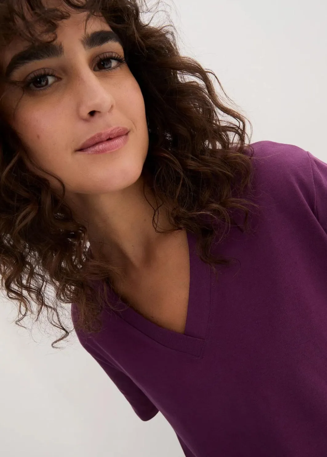 Damen bonprix Shirts & Tops|Basics|Weites Long-Shirt mit V-Ausschnitt, Kurzarm (5er Pack)