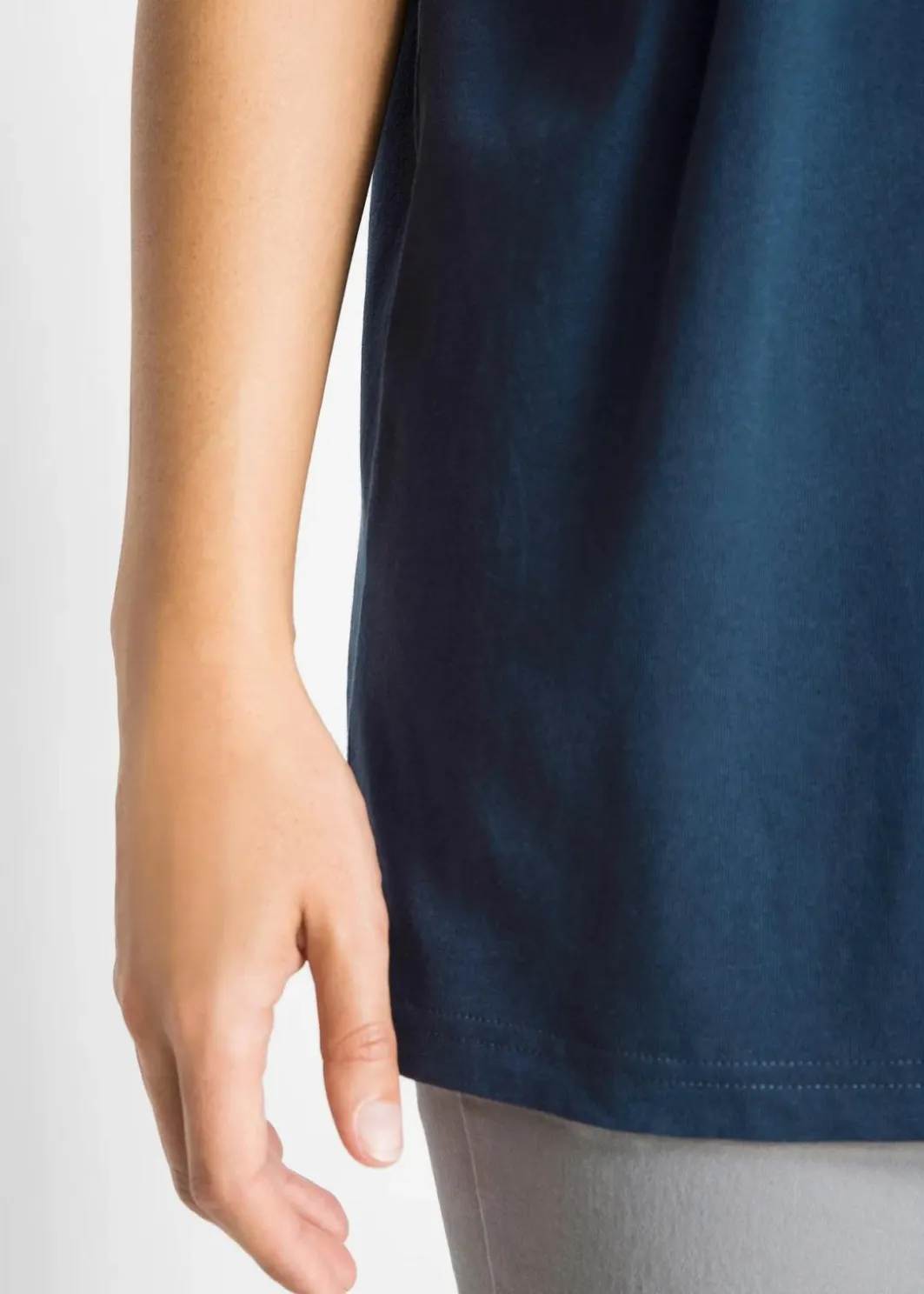 Damen bonprix Shirts & Tops|Basics|Weites Long-Shirt mit V-Ausschnitt, Kurzarm (5er Pack)