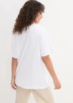 Damen bonprix Shirts & Tops|Basics|Weites Long-Shirt mit V-Ausschnitt, Kurzarm (5er Pack)