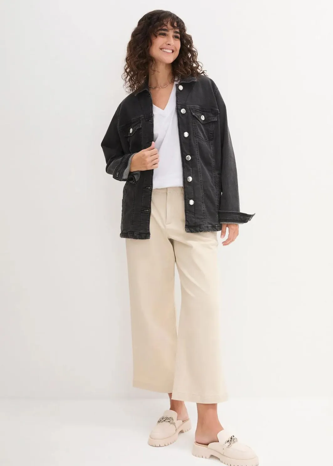 Damen bonprix Shirts & Tops|Basics|Weites Long-Shirt mit V-Ausschnitt, Kurzarm (5er Pack)