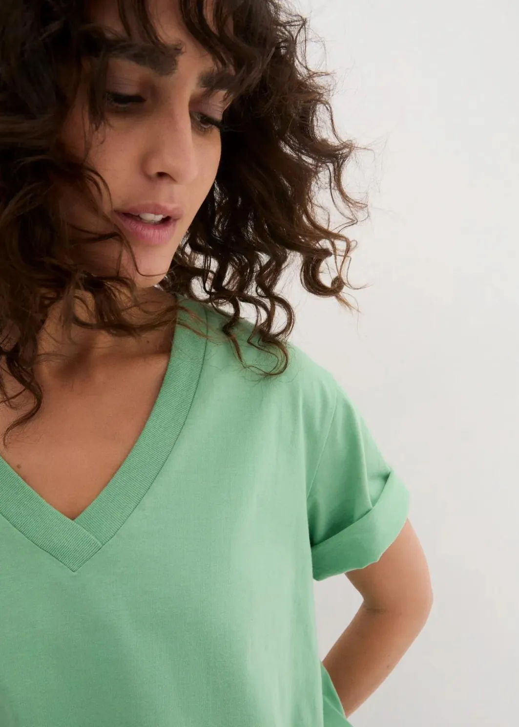 Online Weites Long-Shirt mit V-Ausschnitt, Kurzarm (5er Pack) Damen Shirts & Tops|Basics
