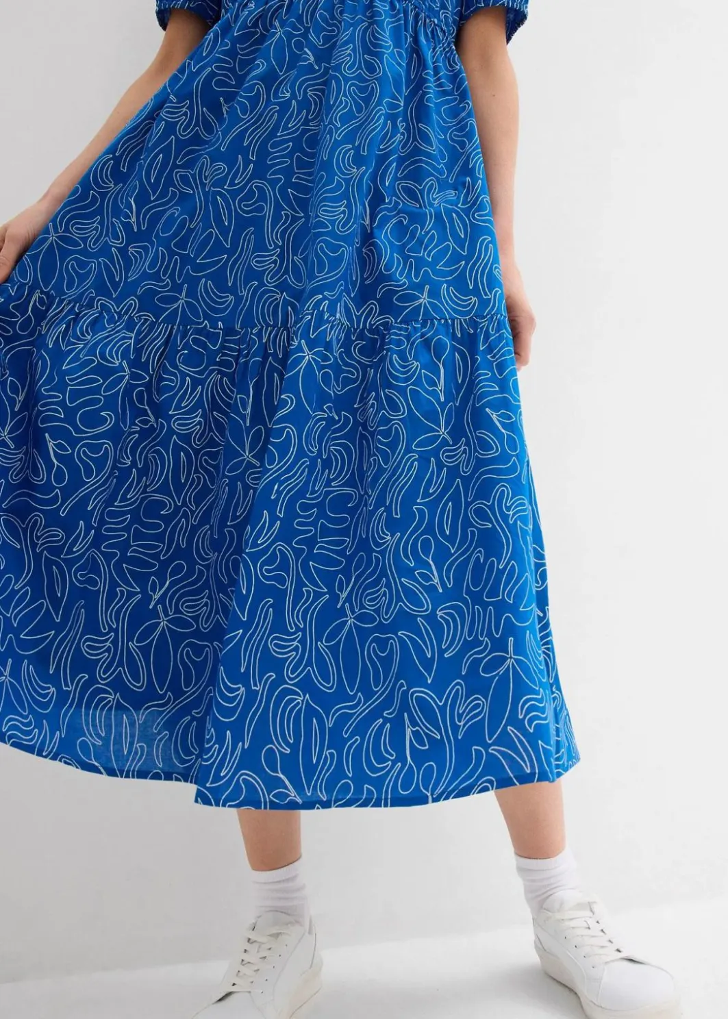 Hot Weites Midikleid aus reiner Baumwolle Damen Kleider