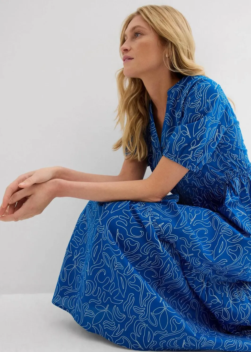 Hot Weites Midikleid aus reiner Baumwolle Damen Kleider
