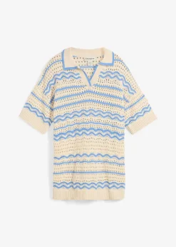 Weites Strickshirt aus luftigem Baumwoll-Leinen-Mix Damen Strickmode|Shirts & Tops