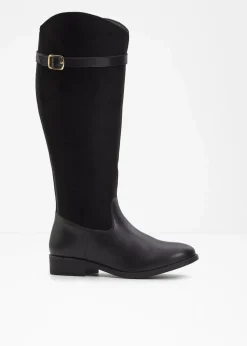 Damen bonprix Stiefel|Weitschaftstiefel mit Schnalle