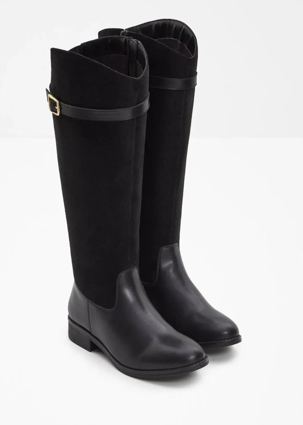 Damen bonprix Stiefel|Weitschaftstiefel mit Schnalle