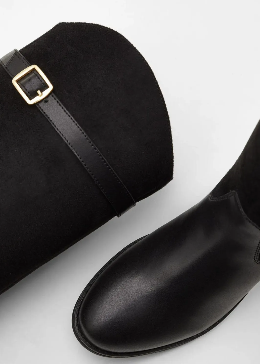 Damen bonprix Stiefel|Weitschaftstiefel mit Schnalle