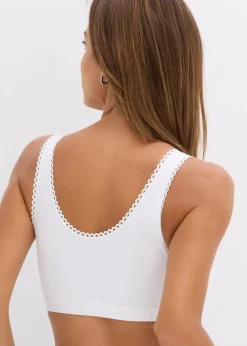 Damen bonprix Nachhaltigere Materialien|Basics|Wende-Bustier mit softer Bio-Baumwolle (2er Pack)