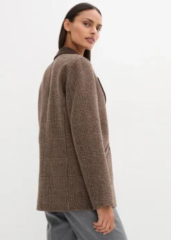 Damen bonprix Blazer|Nachhaltigere Materialien|Wende-Wollblazer mit Glencheck