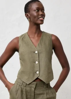 Damen bonprix Bekleidung·Hosen|Jacken & Mäntel|Weste aus reinem Leinen