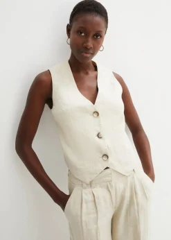 Hot Weste aus reinem Leinen Damen Bekleidung·Hosen|Jacken & Mäntel