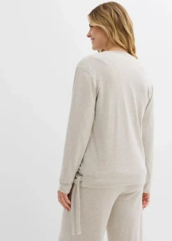 Damen bonprix Pullover & Strickjacken|Zweiteiler & Sets|Wickelcardigan in Strickoptik