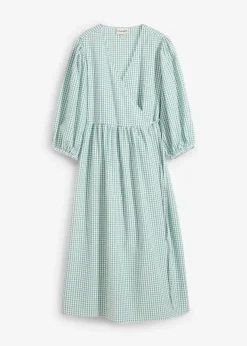 Damen bonprix Kleider|Bekleidung·Pullover & Strickjacken|Wickelkleid aus Strukturmaterial