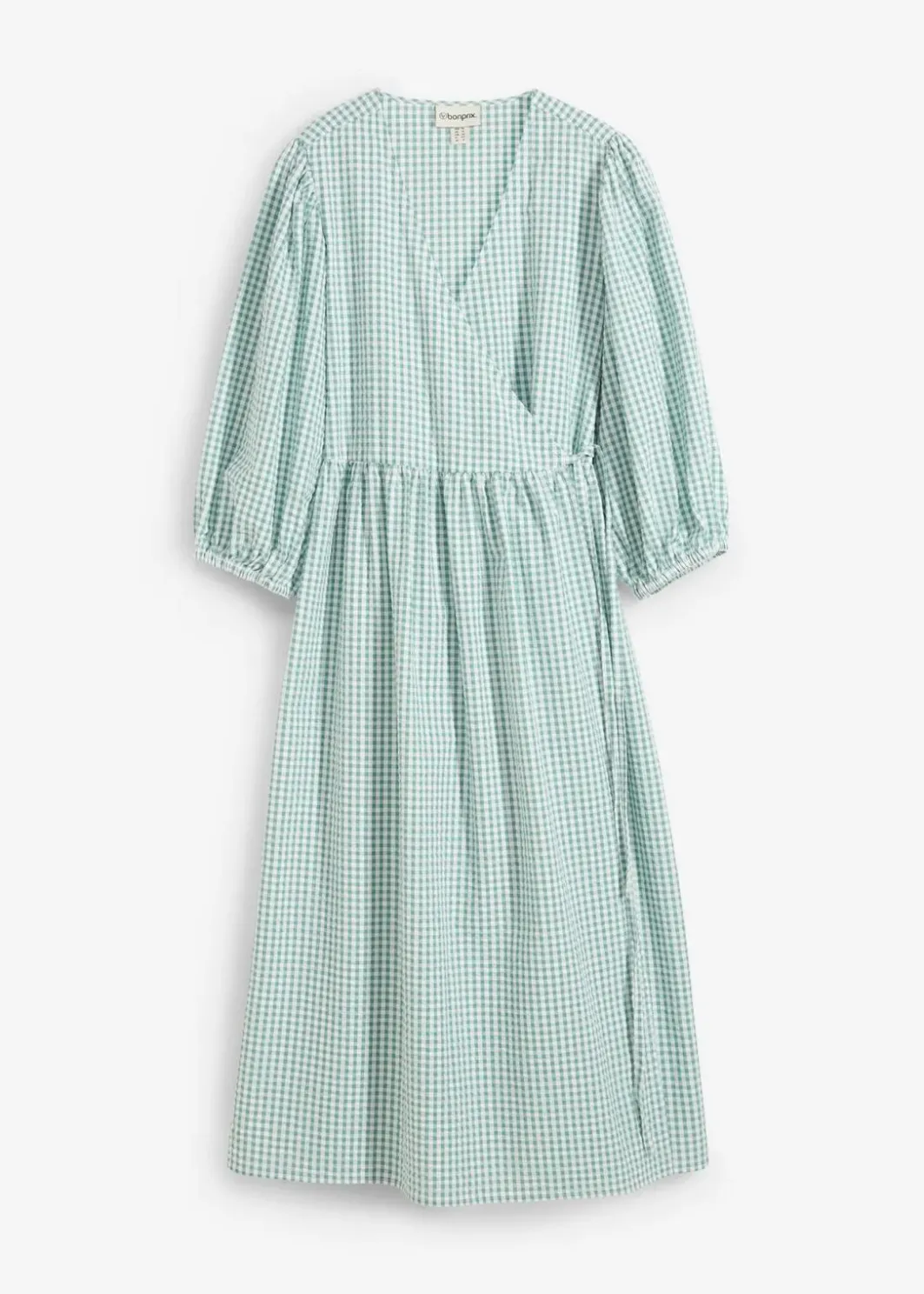 Damen bonprix Kleider|Bekleidung·Pullover & Strickjacken|Wickelkleid aus Strukturmaterial