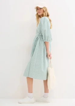 Damen bonprix Kleider|Bekleidung·Pullover & Strickjacken|Wickelkleid aus Strukturmaterial