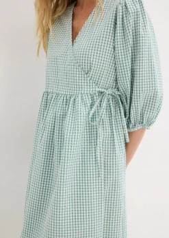 Damen bonprix Kleider|Bekleidung·Pullover & Strickjacken|Wickelkleid aus Strukturmaterial