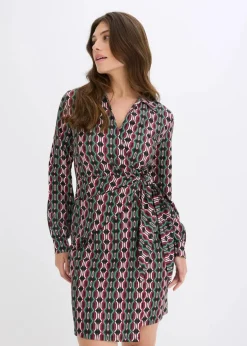 Wickelkleid aus strukturiertem Jersey Damen Bekleidung·Pullover & Strickjacken|Kleider