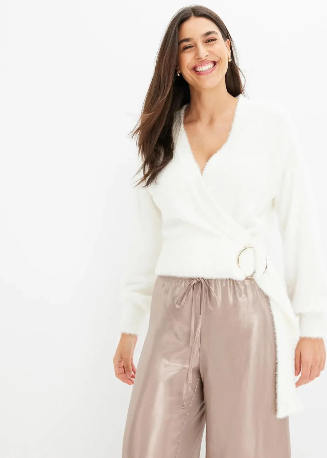 Wickelpullover mit Accessoire Damen Bekleidung·Umstandsmode|Strickmode
