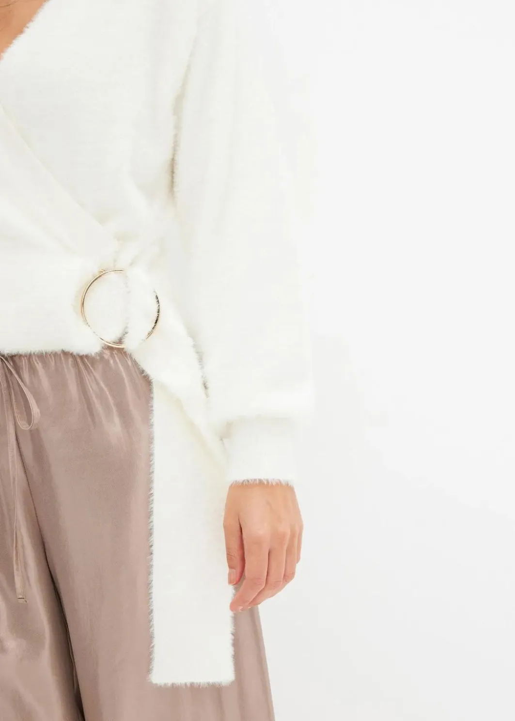Wickelpullover mit Accessoire Damen Bekleidung·Umstandsmode|Strickmode