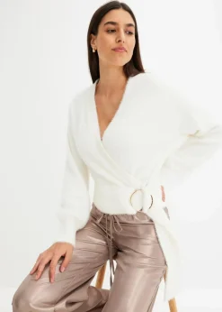 Wickelpullover mit Accessoire Damen Bekleidung·Umstandsmode|Strickmode