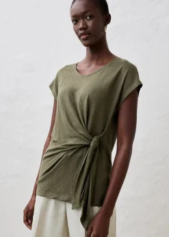 Wickelshirt aus reinem Leinen Damen Premium|Shirts & Tops
