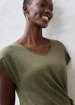 Wickelshirt aus reinem Leinen Damen Premium|Shirts & Tops