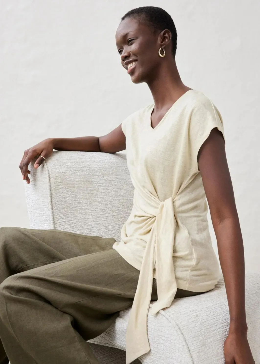 Damen bonprix Shirts & Tops|Premium|Wickelshirt aus reinem Leinen