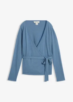 Damen bonprix Pullover & Strickjacken|Bekleidung·Jeans|Wickelstrickjacke mit Merinowolle