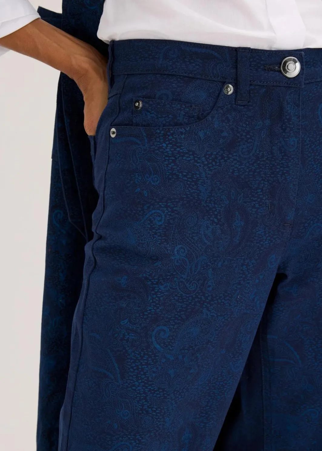 Outlet Wide Leg Hose aus Baumwollstretch Damen Hosen|Bekleidung·Kleider