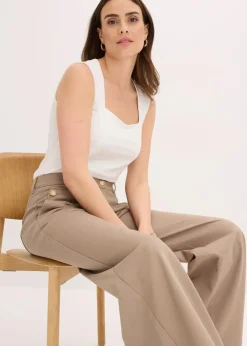 Damen bonprix Hosen|Wide Leg Hose mit Stretch