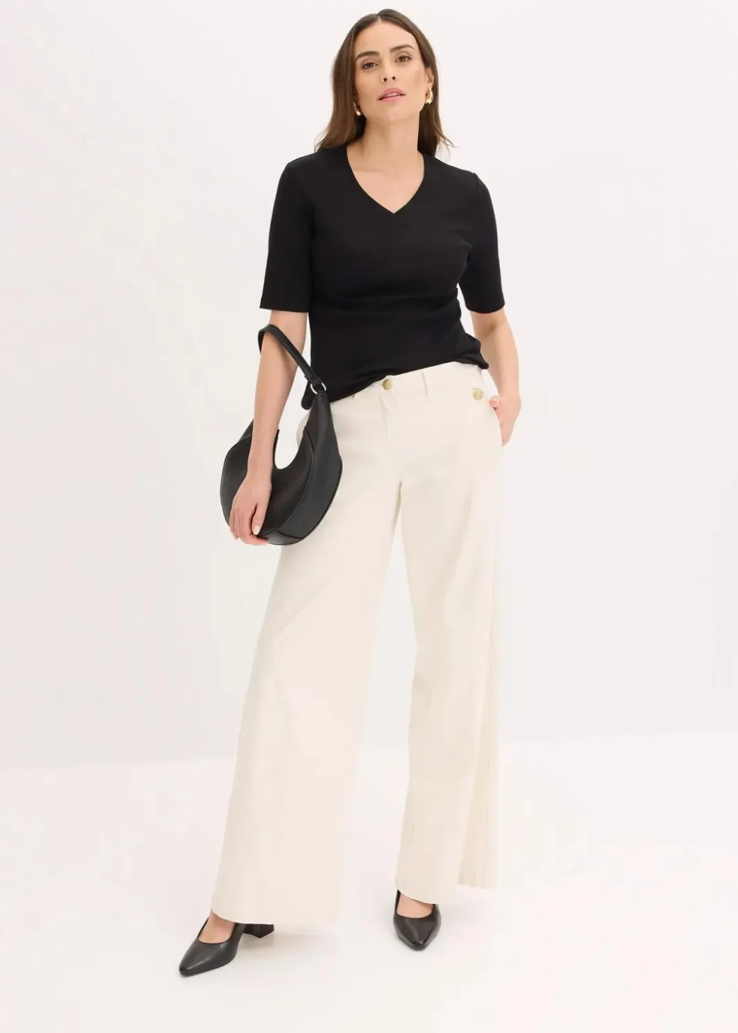 Sale Wide Leg Hose mit Stretch Damen Hosen
