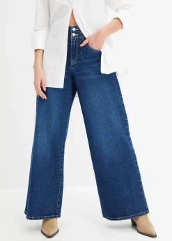 Damen bonprix Kurzgrößen|Bekleidung·Shirts & Tops|Wide Leg Jeans High Waist
