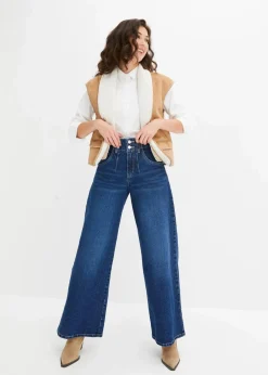 Damen bonprix Kurzgrößen|Bekleidung·Shirts & Tops|Wide Leg Jeans High Waist