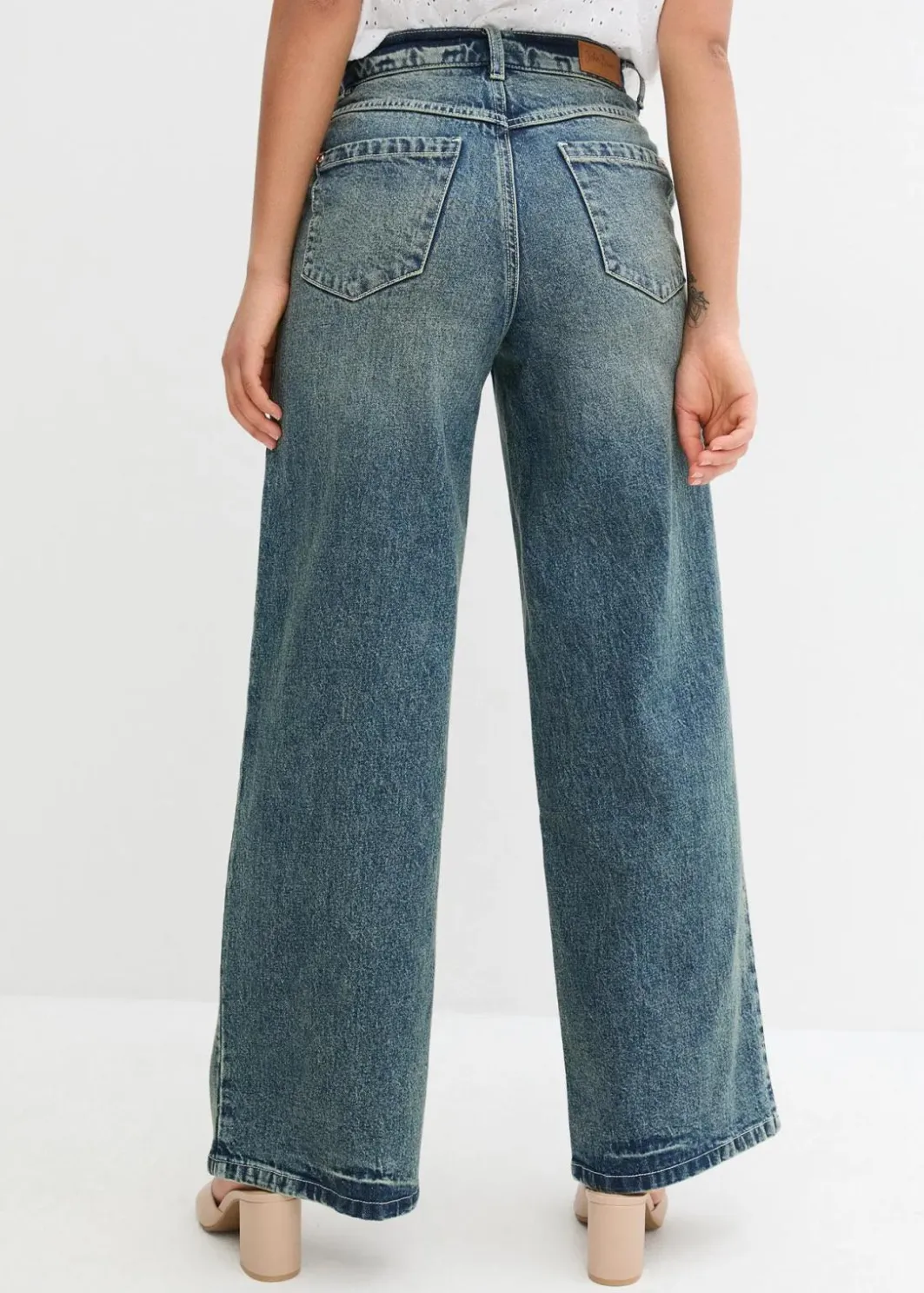 Damen bonprix Bekleidung·Shirts & Tops|Jeans|Wide Leg Jeans High Waist, Low Stretch