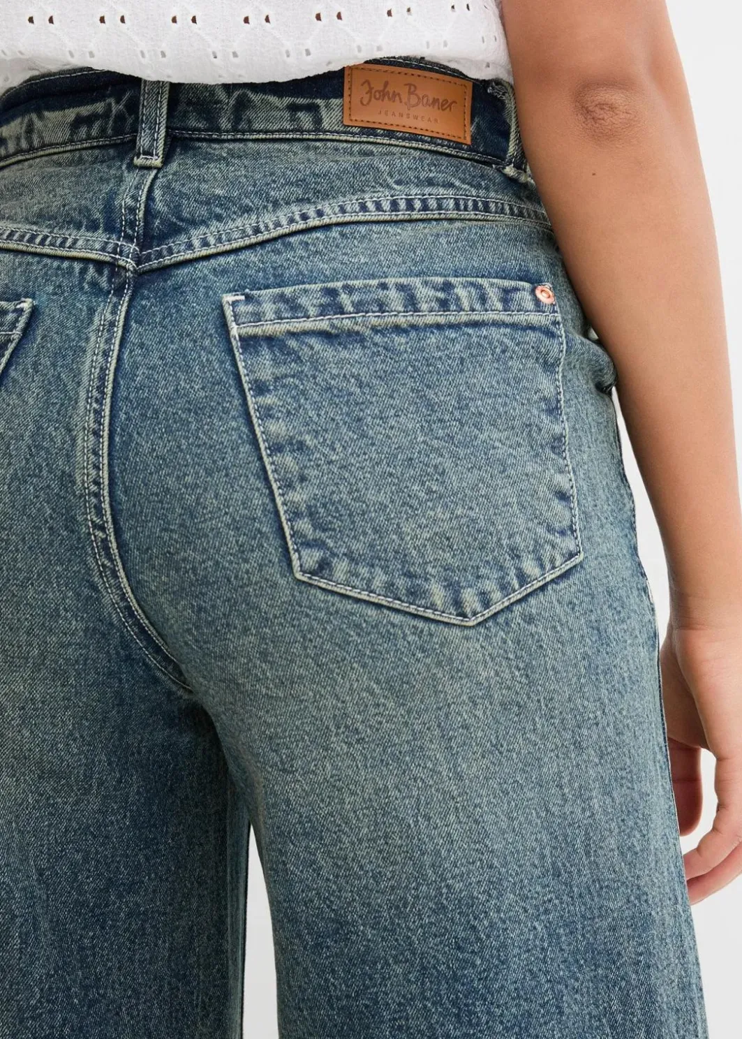 Damen bonprix Bekleidung·Shirts & Tops|Jeans|Wide Leg Jeans High Waist, Low Stretch