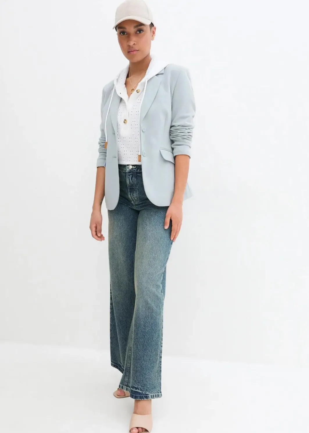 Damen bonprix Bekleidung·Shirts & Tops|Jeans|Wide Leg Jeans High Waist, Low Stretch