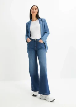 Damen bonprix Bekleidung·Shirts & Tops|Jeans|Wide Leg Jeans High Waist, Bio-Baumwolle