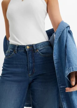 Damen bonprix Bekleidung·Shirts & Tops|Jeans|Wide Leg Jeans High Waist, Bio-Baumwolle