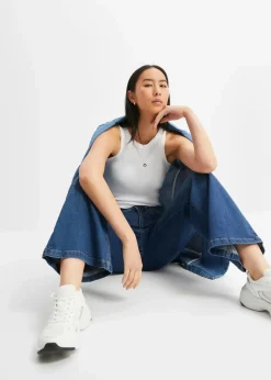 Damen bonprix Bekleidung·Shirts & Tops|Jeans|Wide Leg Jeans High Waist, Bio-Baumwolle